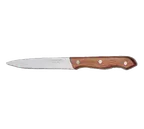 image of Libbey 200 1632 Steak Knife – 9¼" Stamped, 18/0 Stainless Steel Blade, Wood Handle, Pointed Tip - 12/Case