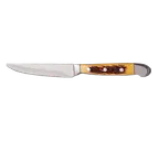 image of Libbey 201 2522 Steak Knife, 9", Full Tang, Yellow Pom Handle, Stamped, Plastic/Poly Handle - 12/Case