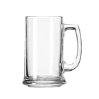 image of Libbey 5011 Beer Mug – 15 oz Handled Clear Glass, Stemless, Non‑Tempered, 5½" H x 3" W - 12/Case