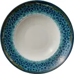 image of Libbey 803012741000301 - 10‑7/8" China Plate, 13.5 oz, Blue‑Black Mirage Pattern, Oven Safe - 6/Case