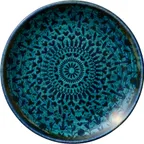 image of Libbey 803121541000301 - 5-7/8" Round Coupe China Plate, Blue Black Mirage Design, Dishwasher Safe - 6/Case