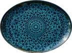 image of Libbey 803223241000301 Oval China Platter 13.75" x 5.88" x 1" Black Mirage, Safe - 6/Case