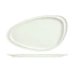 image of Libbey 905356404 - Triangular China Plate 13.75" x 7.5" Porcelain Rideau Slenda Pattern - 12/Case