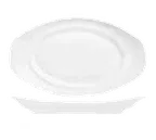 image of Libbey 905356552 Oval China Platter 14" x 8¼" x 2" Porcelain White Rideau™ Slenda® Pattern - 12/Case