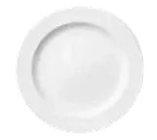 image of Libbey 905356820 - 9" Round Footed Plate, Medium Rim, Vitrified Porcelain, White Rideau™ - 12/Case