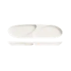 image of Libbey 905356913 - 2-Well Oval Tray, 14.5" x 3.75" x 1" Porcelain, White Rideau, Slenda® - 12/Case
