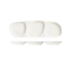 image of Libbey 905356914 Slenda 3‑Compartment Tray, 13½" × 4¾" Oblong Porcelain, Royal Rideau - 12/Case