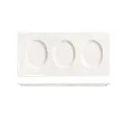 image of Libbey 905356915 Compartment Tray - 12" x 6" Porcelain White Rideau Slenda 3 Wells - 12/Case