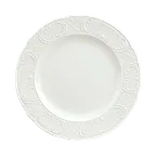 image of Schonwald 9060025 - 10" Round Porcelain Plate, Marquis Pattern, White™ Embossed Rim - 6/Case