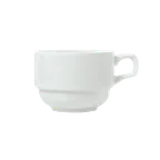 image of Libbey 911194016 - 8 oz White Porcelain Cup, 4½" Dia x 2½" H, Stackable - 36/Case