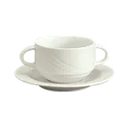 image of Schonwald 9182730 - Donna Pattern China Soup Cup, 9.5 Oz (2-3/8" H), Porcelain, White -12/Case
