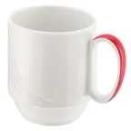 image of Schonwald 9185629-62931 - 9.5 Oz Porcelain Mug, 3-3/8" H x 3-1/8" T x 2-1/8" D, Red Band - 6/Case