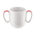 image of Schonwald 9185631-62931 - 10.5 oz Mug, 3-3/8" H x 3-1/4" W x 2-1/8" D, Red Band, Porcelain - 6/Case