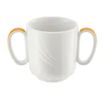 image of Schonwald 9185631-62991 China Mug, 10.5 oz (3.38" H x 3.25" Dia), Porcelain, Orange Band - 6/Case