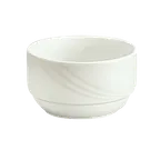 image of Schonwald 9185740 - 15.5 oz Round Porcelain Bowl, 4" Dia, 3¼" Foot, Donna Pattern, White, - 6/Case