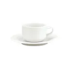 image of Schonwald 9196909 Espresso Saucer - 5" Porcelain, 1-3/4" Well, White Avanti Gusto Pattern - 12/Case
