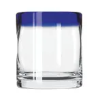 image of Libbey 92302 Aruba Rocks Glass - 12 oz 355 ml, 3"3/8" Cobalt Blue Rim, Dishwasher Safe - 12/Case