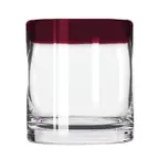 image of Libbey 92302R Aruba Rocks Glass, 12 oz, Red Rim, Dishwasher & Microwave Safe, 3‑5/8" H, - 12/Case