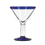 image of Libbey 92305 Cocktail Glass – 10 oz Stem, Blue Rim & Foot, Dishwasher & Microwave Safe - 12/Case