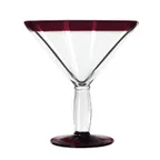 image of Libbey 92307R Cocktail Glass – 24 oz Red‑Rim Stem, Hand‑Blown Aruba, 7 5/8" H x 6 1/2" T- 12/Case