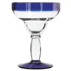 image of Libbey 92308 Margarita Glass - 12 oz, 6-3/8" H x 4-5/8" T, Cobalt Blue Rim, Glass - 12/Case