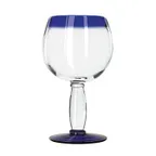 image of Libbey 92309 Aruba Cocktail Glass, 16 oz, Cobalt Blue Rim, Round, Hand Blown Glass - 12/Case