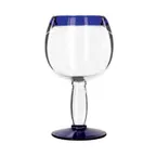 image of Libbey 92314 Cocktail Glass – 21 oz Round Stemware, Glass with Blue Rim, Dishwasher Safe, - 12/Case