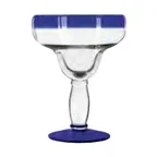 image of Libbey 92315 Margarita Glass – 16 oz Stem with Cobalt Blue Rim, Dishwasher & Microwave Safe – 12/Case