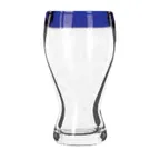 image of Libbey 92316 - 16 oz Stemless Beer Glass, Cobalt Blue Rim, Dishwasher & Microwave Safe - Case