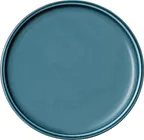 image of Playground 9251217E - 6½" Round Porcelain Dinner Plate, Flat Coupe Rim, Petrol Blue, 6-1/2" Dia x 3/4" H - 1/Case