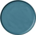 image of Playground 9251228E Plate – 11½" Round Coupe Porcelain, Petrol Blue, Edge, Dishwasher Safe - 6/Case