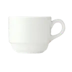 image of Libbey 950002507 - 9 oz White Rideau™ Tea Cup, 4"5" Dia. x 2"3/4" H, Porcelain, Slenda®, Stackable - 36/Case