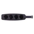 image of Libbey 96458 Flight Bar Tray – 4‑Well, 18"5/8 L x 4"1/8 W x 1"3/8 H, Black Plastic, Safe - 6/Case