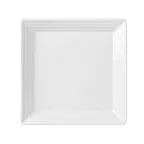 image of Libbey 999001147 - Square 9.875" Porcelain Plate, Embossed Rim, Lunar White, Glazed Finish - 12/Case