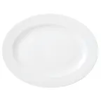 image of Libbey 999023008 Oval China Platter 13.25" x 10.25" x 1.13" Porcelain White Rigel Glaze - 12/Case