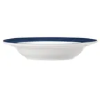 image of Libbey 999024740 - Lunar White 9" Soup Bowl, 14 oz Porcelain Steel Blue Band Glaze - 24/Case