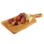 image of APS Germany APS 00876 - Oval Wood Board, 13" L x 6¼" W x ½" H, Olive, 3‑1/8" Handle - 1/Case