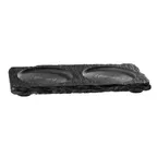 image of APS Germany APS 00971 Tray, 6" x 3¼" x 3/8", Slate Natural, Two 2⅜" Wells, Non‑Slip Feet - Case