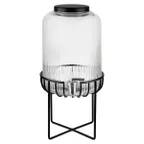 image of APS Germany APS 10451 Beverage Dispenser, 7L Black Metal Glass Bowl, Non‑Insulated - 1/Case