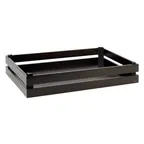 image of APS Germany APS 11626 - Acacia Wood Crate, Black, 21"8" L x 13"8" W x 4"1/4" H, GN 1/1 - 1/Case