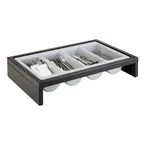 image of APS Germany APS 14995 - 2-Piece Tray, 4-Section Insert, Wood Base, 22.75" x 14.63" x 4.75" - 1/Case
