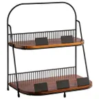image of APS Germany APS30339 - 2‑Tier Rectangular Tray Stand, 14" L x 8½" D x 15¾" H, Metal Construction, 11‑Piece Case