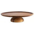 image of APS Germany APS 33294 - 13" Acacia Wood Cake Stand, 3-1/8" Height, Waterproof, 13" Diameter - 1/Case
