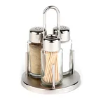 image of APS Germany APS 40320 - Salt Pepper Toothpick Set, 4.3"x6" 6 oz, Steel Covers & Cruet - 24/Case