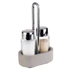 image of APS Germany APS 40410 - Salt & Pepper Set, 6 oz Glass Shakers with Lids, Cruet on Concrete Base - 1/Case