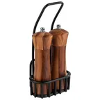 image of APS Germany APS 40416 - Salt Pepper Mill Set, 4¾" x 3⅜" x 9½", Steel Grinder, Rack - 1/Case