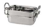 image of APS Germany APS 40660 Serving Pan, 5.75"L x 3.75"W x 2.5"H, 16.9oz, Stainless Steel Hammered - Case