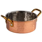 image of APS Germany APS 40731 Serving Pot, 11.8 oz, 4½" Dia x 1¾" H, Hammered Copper/Aluminum - 1/Case