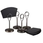 image of APS Germany APS 71512 - 4‑Piece Menu Card Holder Set, 2" Dia. x 4‑1/4" H, Holds 20 Black Cards - 1/Case