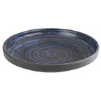 image of APS Germany APS 85026 - Loops 7" Round Plate, Wide High Rim, Melamine, Grey/Blue Two‑Tone - 6/Case